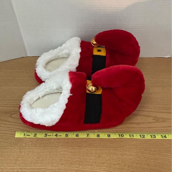 Dan Dee Santa Elf Red White Plush Slippers Sz M  Jingle Bells Christmas Costume - Picture 9 of 10